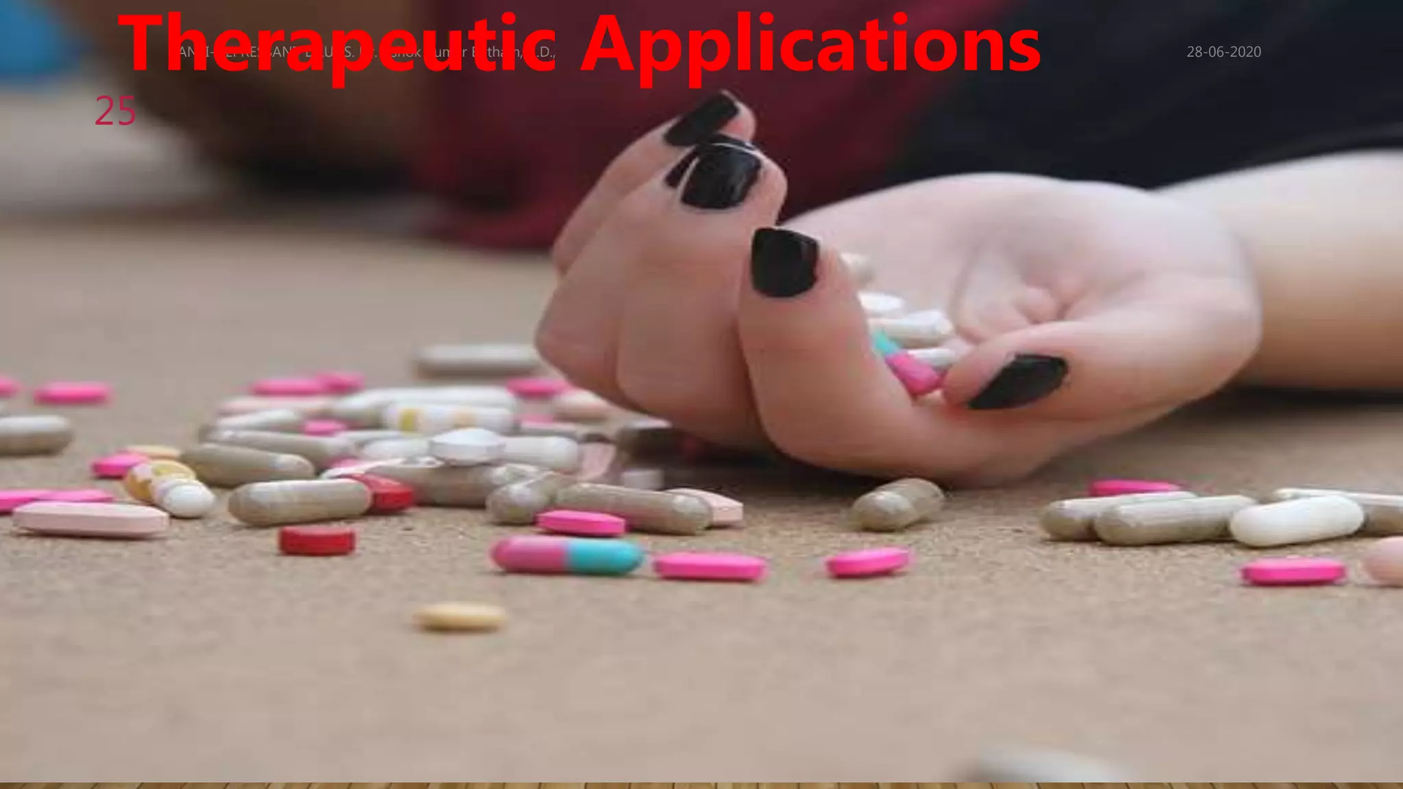 28-06-2020ANTI-DEPRESSANT DRUGS. Dr. Ashok Kumar Batham,M.D.,
25
Therapeutic Applications
 