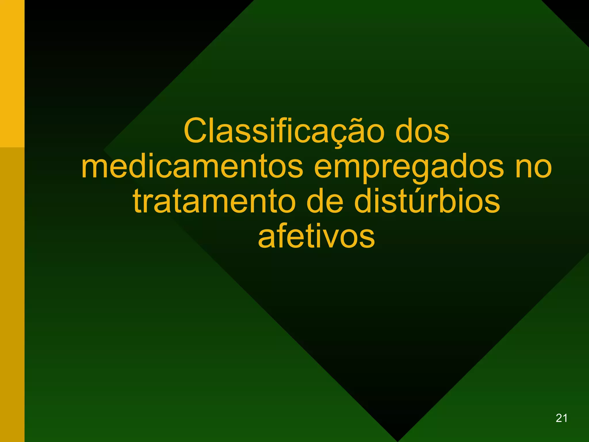 Classificação dos medicamentos empregados no tratamento de distúrbios afetivos 