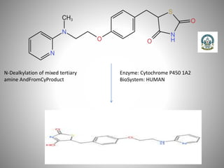 N-Dealkylation of mixed tertiary
amine AndFromCyProduct
Enzyme: Cytochrome P450 1A2
BioSystem: HUMAN
 