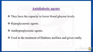 ANTIDIABETIC AGENTS MEDICINAL CHEMISTRY.