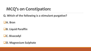 Antidiarrheal agents and Drugs for Constipation ppt - By Dr L V ...