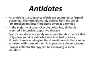 Antidotes and its clinical application | PPT