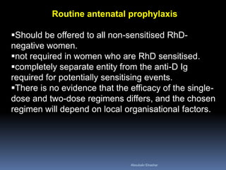 The Use of Anti-D Immunoglobulin for Rhesus D Prophylaxis | PDF