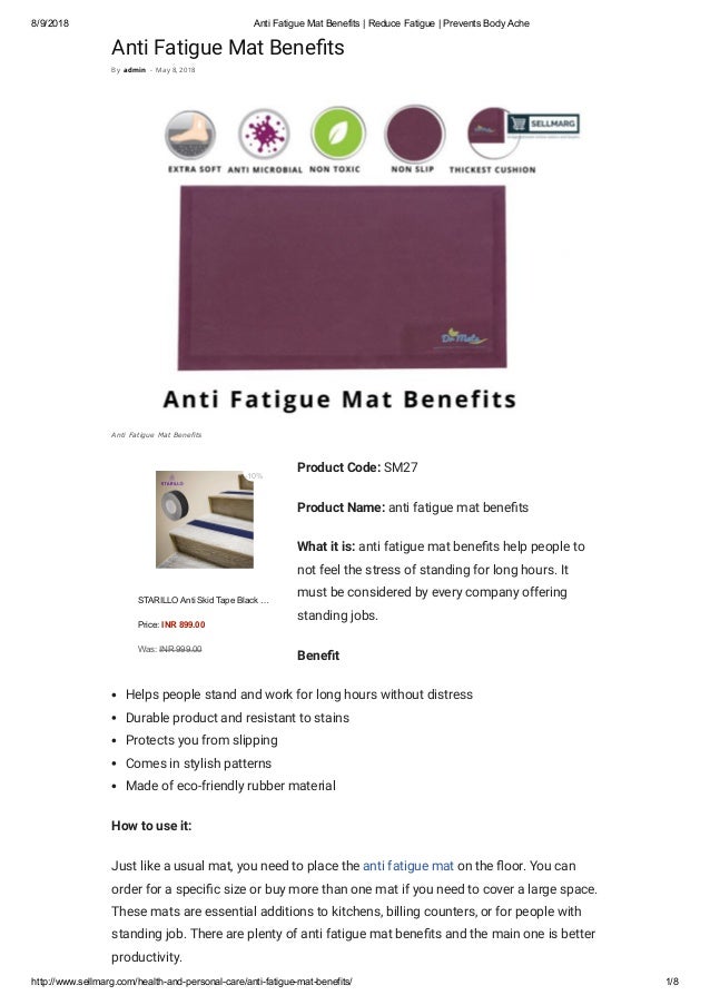 Anti fatigue mat benefits reduce fatigue prevents body ache
