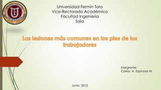 Universidad Fermín Toro
Vice-Rectorado Académico
Facultad Ingeniería
Saia
Integrante:
Carlos A. Espinosa M.
Junio, 2015
 