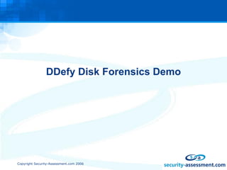 DDefy Disk Forensics Demo 
