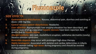 SIDE EFFECTS:
1. Gastrointestinal disturbances: Nausea, abdominal pain, diarrhea and vomiting at
doses >200 mg/day.
2. Central nervous system disturbances: Headache.
3. Liver affection: Asymptomatic liver enzyme elevation has been described, and
several cases of drug associated hepatic necrosis have been reported. Rare
deaths due to hepatic failure.
4. Allergic reactions: skin rash, morbilliform eruption, exfoliative dermatitis (rarely),
Stevens-Johnson syndrome.
5. Reversible alopecia may occur with prolonged high-dose therapy.
6. Highly teratogenic: Associated with skeletal and cardiac deformities in infants
born to women taking high doses during pregnancy and should be avoided
during pregnancy.
 