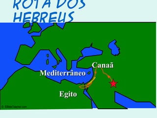 Rota dos
Hebreus
© EBibleTeacher.com
MediterrâneoMediterrâneo
EgitoEgito
CanaãCanaã
 