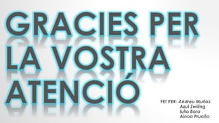 FET PER: Andreu Muñoz
Azul Zwiling
Iulia Bora
Ainoa Pruaño
 