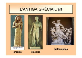 L’ANTIGA GRÈCIA:L’art
arcaica clàssica
hel·lenística
 