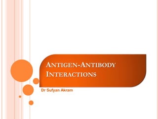 ANTIGEN-ANTIBODY
INTERACTIONS
Dr Sufyan Akram
 