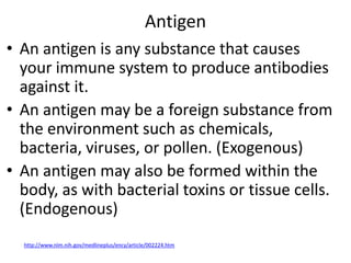 Antigens & antibodies Intro | PPTX