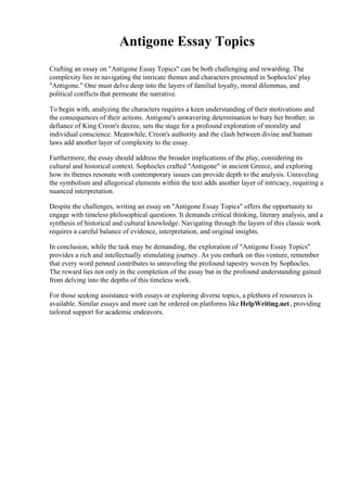 Antigone Essay Topics | PDF