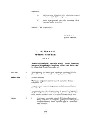 Antigua and Barbuda - IBC Act Cap. 222