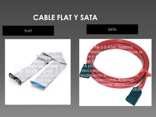 CABLE FLAT Y SATASATAFLAT(Serial ATA o S-ATA). Sistema controlador de discos sustituye al P-ATA (conocido simplemente como IDE/ATA o ATA Paralelo). S-ATA proporciona mayor velocidad, además de mejorar el rendimiento si hay varios discos rígidos conectados. Además permite conectar discos cuando la computadora está encendida.Con la idea de dotar de una imagen moderna y colorista al escritorio, LaCie lanza los nuevos cables LaCie Flat Cables, designbyitem. Identifica rápidamente cada conexión gracias a su código de color. Cada tipo de cable tiene su propio color: verde para la conexión eSATA, naranja para FireWire y azul para USB