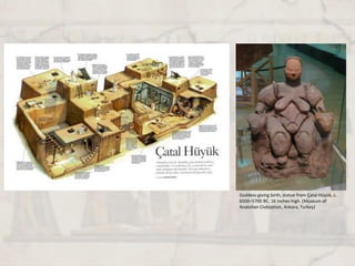 Goddess giving birth, statue from Çatal Hüyük, c.
6500–5700 BC, 16 inches high. (Museum of
Anatolian Civilization, Ankara, Turkey)
 