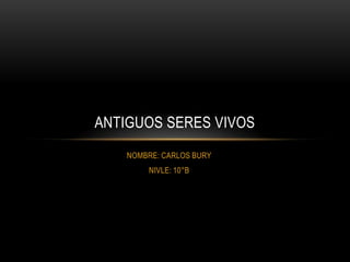 ANTIGUOS SERES VIVOS
    NOMBRE: CARLOS BURY
        NIVLE: 10°B
 