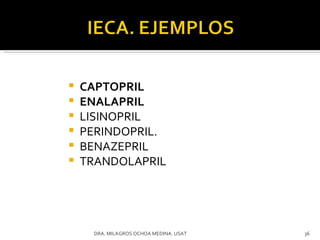 CAPTOPRIL ENALAPRIL LISINOPRIL  PERINDOPRIL. BENAZEPRIL TRANDOLAPRIL DRA. MILAGROS OCHOA MEDINA. USAT 