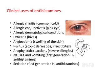Clinical uses of antihistamines
 