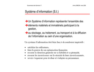 La Gouvernance des Services Informatiques