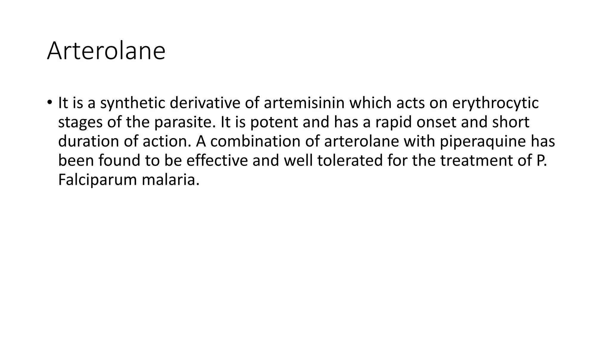 Antimalarial drugs _classification_overview.pptx | Chemistry | Science