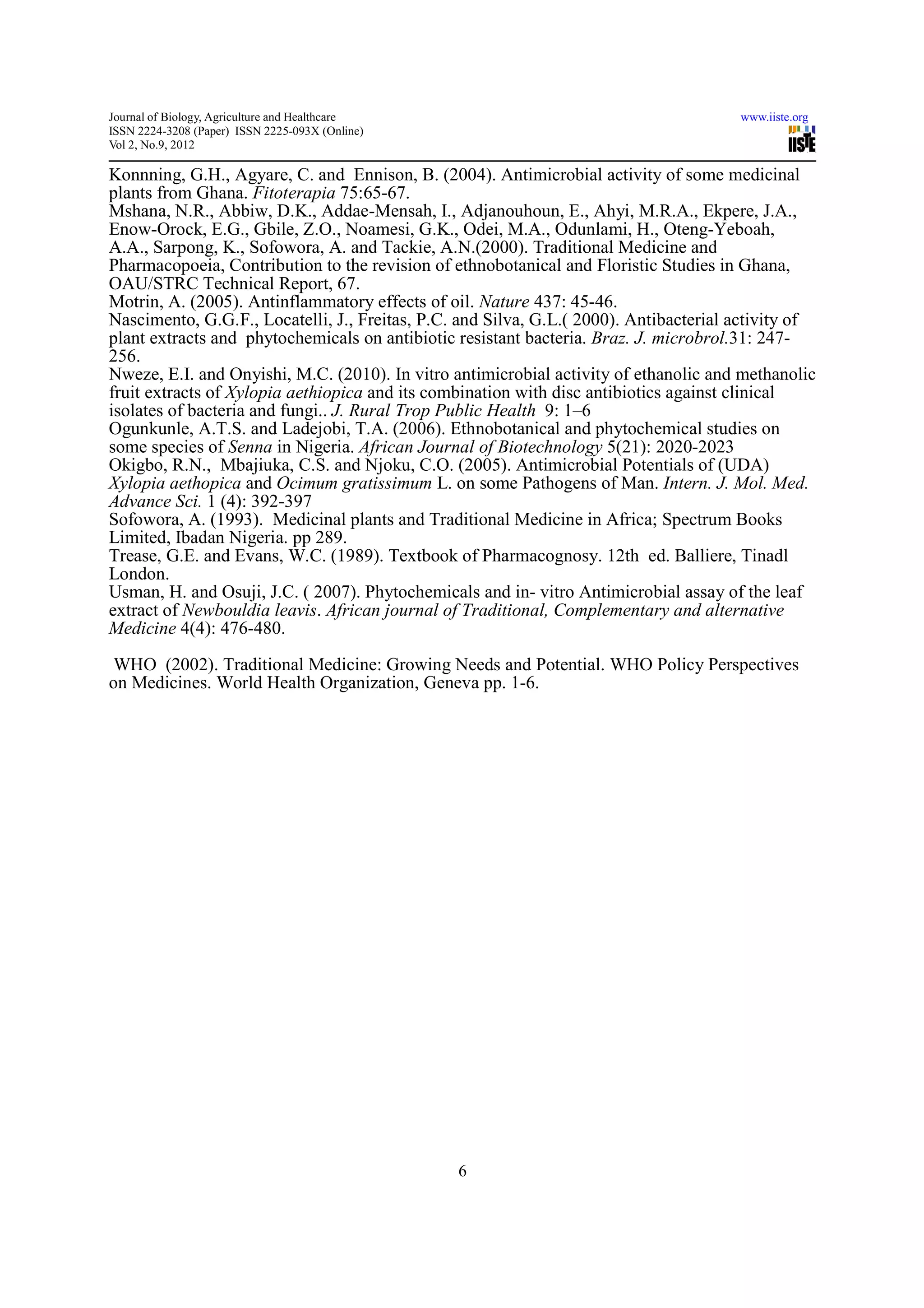 Antimicrobial activity of fruit extracts of xylopia aethiopica and its ...