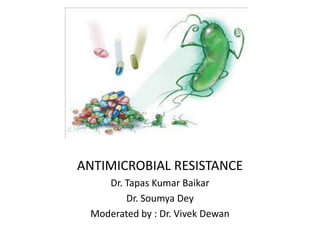 ANTIMICROBIAL RESISTANCE
Dr. Tapas Kumar Baikar
Dr. Soumya Dey
Moderated by : Dr. Vivek Dewan

 
