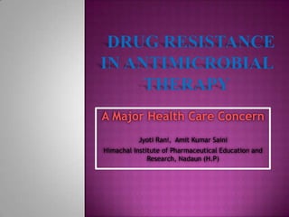 A Major Health Care Concern
Jyoti Rani, Amit Kumar Saini
Himachal Institute of Pharmaceutical Education and
Research, Nadaun (H.P)
 