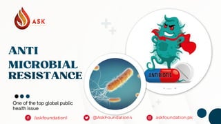 ANTI
MICROBIAL
RESISTANCE
One of the top global public
health issue
 