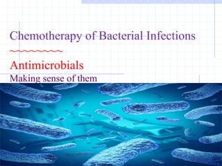 Chemotherapy of Bacterial Infections
~~~~~~~~
Antimicrobials
Making sense of them
 