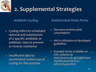 2. Supplemental Strategies


   Cycling refers to scheduled      Decrease antimicrobial
                                ...