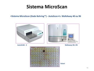 61
AutoSCAN - 4 Walkaway 40 e 96
Painel
Sistema MicroScan
•Sistema MicroScan (Dade Behring™) - AutoScan-4 e WalkAway 40 ou 96
 