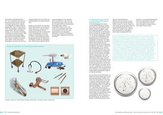 frequentierte Kontaktoberflächen                   Infektionsträger durch den Einsatz von              Innenraumhygiene in den nächsten           4.3 Wissensstand und Forschung            Material-Fäulnisprävention.                 wurde bis in die jüngste Vergangenheit
dar, die von Patienten, Personal und               Kupferkomponenten reduziert werden                  Jahren zunehmend in den Fokus der          zur Bedeutung antimikrobieller            Während also die Kenntnis von den           hinein nie systematisch untersucht.
Besuchern berührt werden. Des Wei-                 kann.                                               Gesundheitsvorsorge rücken und wei-        Kupferwerkstoffe                          hygienischen Eigenschaften gelöster         Erst in den letzten Jahren wurde
teren gelten Waschräume, Toiletten                                                                     tere Einsatzbereiche für antimikrobielle   In der Medizingeschichte hat die          Kupfer-Formen nie aus den Augen ver-        diese kupfertypische Eigenschaft als
und Haltegriffe als mögliche Übertra-              Darüber hinaus können die antimikro-                Kupferlegierungen eröffnen.                antimikrobielle Wirkung von Kupfer        loren wurde, geriet das Wissen über die     Forschungs-Thema erkannt.
gungsquellen. Ebenso Computertasta-                biellen Eigenschaften von Kupferwerk-               Unterstützend kommt hinzu, dass            schon früh eine entscheidende Rolle       antimikrobielle Effektivität massiven
turen, Tischrollwagen, Seifenspender,              stoffen aber auch in anderen Anwen-                 Kupfer und Kupferlegierungen leicht        gespielt. Bereits die Ägypter haben       Kupfers oder einiger seiner Legierun-
Kugelschreiber oder auch Telefone/                 dungen effektiv genutzt werden.                     zu verarbeiten sind und auch unter         diese Eigenschaft genutzt, um Trink-      gen insbesondere im zwanzigsten
Handys, die im normalen Klinikalltag               Insbesondere durch den zunehmenden                  Kostenaspekten eine akzeptable             wasser oder Wunden zu desinfizieren.      Jahrhundert in Vergessenheit und
fortlaufend zum Einsatz kommen. Aber               Einbau von Belüftungs- und Klima-                   Alternative zu bislang in Gesundheits-     Auch der Urvater der heutigen Medizi-
auch medizinische Ausrüstungsge-                   anlagen in Krankenhäusern besteht                   einrichtungen eingesetzten Materialien     ner, der Grieche Hippokrates, empfahl
genstände wie Stethoskope, Katheter                ein nicht zu unterschätzendes Gefähr-               darstellen.                                z. B. Kupfer für die Behandlung von        Die Geschwindigkeit der Keim-Inaktivierung durch massives Rein-Kupfer
oder invasiv-chirurgische Instrumen-               dungspotenzial durch die Verbreitung                                                           Beingeschwüren in Verbindung mit           reicht von einer Minute (Start-Bakteriendichte: 1.000.000 - 1.000.000.000
tarien zählen zu den potenziellen                  von Erregern mithilfe des Lüftungssys-                                                         Krampfadern einzusetzen und damit          Bakterien in einem Milliliter) bis zu ca. einer Stunde (gleiche Keimdichte).
Keimträgern, bei denen das Risiko als              tems. Dabei wird die Optimierung der                                                           Infektionen zu vermeiden. Die Römer        Die Effektivität vieler Kupferlegierungen (Kupfer wird mit anderen Metallen
                                                                                                                                                  setzten diese Tradition fort und           gemischt) variiert im Bereich zwischen wenigen Minuten und zwei Stunden.
                                                                                                                                                  benutzen Kupfer bei der Behandlung         Im Gegensatz zu anderen metallischen oder organischen ausschließlich toxi-
                                                                                                                                                  von Wunden, Geschwüren, Hautleiden         schen Stoffen steuert Kupfer als Biometall bei allen Lebensformen viele zent-
   Beispiele für Gegenstände aus antimikrobiellen Kupferwerkstoffen
                                                                                                                                                  und Wucherungen. Im 18. Jahrhun-           rale Prozesse des Zell-Stoffwechsels. Mechanismen der zellulären Homöo-
                                                                                                                                                  dert berichteten Reisende aus China,       stase (z. B. Kupferimport und -export) werden seit einigen Jahren intensiv
                                                                                                                                                  dass in den verseuchten chinesischen       erforscht und sukzessive aufgeklärt. Eine Überfrachtung des „Entsorgungs-
                                                                                                                                                  Bars die Verwendung von Papiergeld         mechanismus“ der Zellen gilt als Ursache der Inaktivierungs-Eigenschaft
                                                                                                                                                  verboten und die Zahlung mit Kupfer-       von Kupfer, genau diese Überversorgung wird durch den Kontakt bakterieller
                                                                                                                                                  münzen vorgeschrieben war. Diese           Zellen mit Kupfer erreicht. Die Kombination aus „Kupfer-Überversorgung“
                                                                                                                                                  hygienische Maßnahme beruhte auf           der Bakterienzelle mit „Multi-Target“ (Kupfer kann an vielen Stellen des
                                                                                                                                                  überlieferten Erfahrungen, dass bei        Bakterien-Stoffwechsels eingreifen) macht Kupfer zu einem unspezifischen –
                                                                                                                                                  der Benutzung von Kupfergeld weniger       nicht nur auf ein oder zwei Angriffspunkte beschränkten – Wirkstoff.
                                                                                                                                                  Krankheiten übertragen wurden. Eine
                                                                                                                                                  weitere Beobachtung der antimikrobi-
                                                                                                                                                  ellen Eigenschaften von Kupfer stammt
                                                                                                                                                  aus dem 1. Weltkrieg. Man fand heraus,
                                                                                                                                                  dass sich Wunden überraschenderweise
                                                                                                                                                  nicht infizierten, wenn Fragmente der
                                                                                                                                                  kupferhaltigen Projektilhülle länger in
                                                                                                                                                  der Wunde verblieben.

                                                                                                                                                  Die keimreduzierende Wirksamkeit von
                                                                                                                                                  Kupfer und seinen Legierungen ist also
                                                                                                                                                  keine Neuentdeckung, sondern wird
                                                                                                                                                  schon seit Jahrhunderten in der Medi-
                                                                                                                                                  zin genutzt. Kupfer weist diese stark
                                                                                                                                                  inaktivierenden Eigenschaften gegen-
                                                                                                                                                  über Mikroorganismen als einziges der
                                                                                                                                                  lebensnotwendigen – also essenziel-
                                                                                                                                                  len – Biometalle auf und hat ent-
                                                                                                                                                  sprechend ein Alleinstellungsmerkmal.
                                                                                                                                                  Heute noch finden die hygienischen
                                                                                                                                                  Eigenschaften ihre Anwendung zumeist
                                                                                                                                                  in Form gelöster Kupfersalze (z. B.
                                                                                                                                                  Kupfersulfat) vor allem im Bereich der
                                                                                                                                                  Wundbehandlung, der Wasserdesin-
                                                                                                                                                  fektion, des Pflanzenschutzes und der
Rollwagen, Stethoskop, Inhalationsgerät, Haltegriff, Sanitärarmatur, Lichtschalter, Steckdose, Kugelschreiber




12 | Deutsches Kupferinstitut                                                                                                                                                                   Antimikrobielle Kupferlegierungen – Neue Lösungen für Gesundheit und Hygiene |   13
 