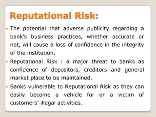 Bank Reputation Risk Issue Anti money laundering | PPTX