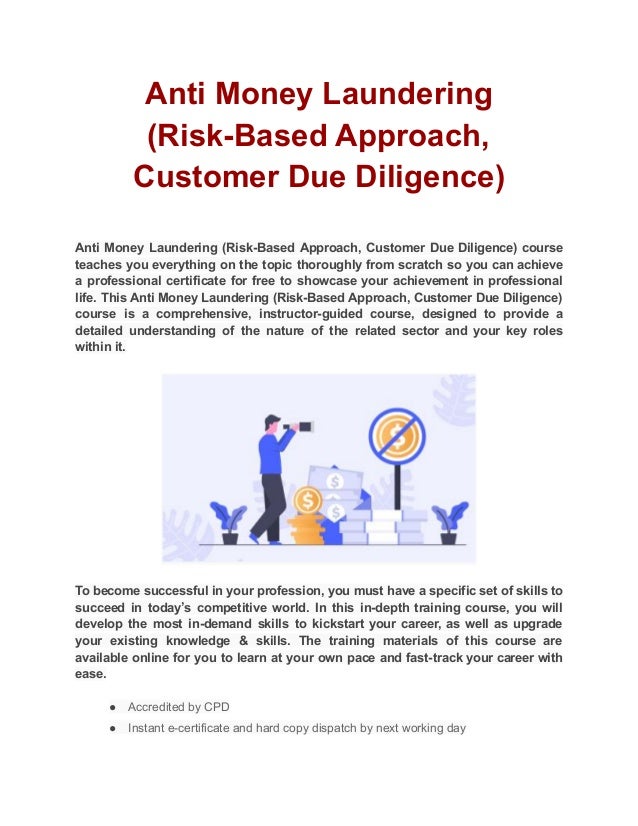 Anti Money Laundering Risk Based Approach Customer Due Diligence