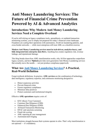 Anti Money Laundering Services: The Future of Financial Crime ...