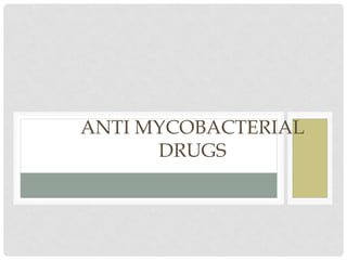 ANTI MYCOBACTERIAL
DRUGS
 