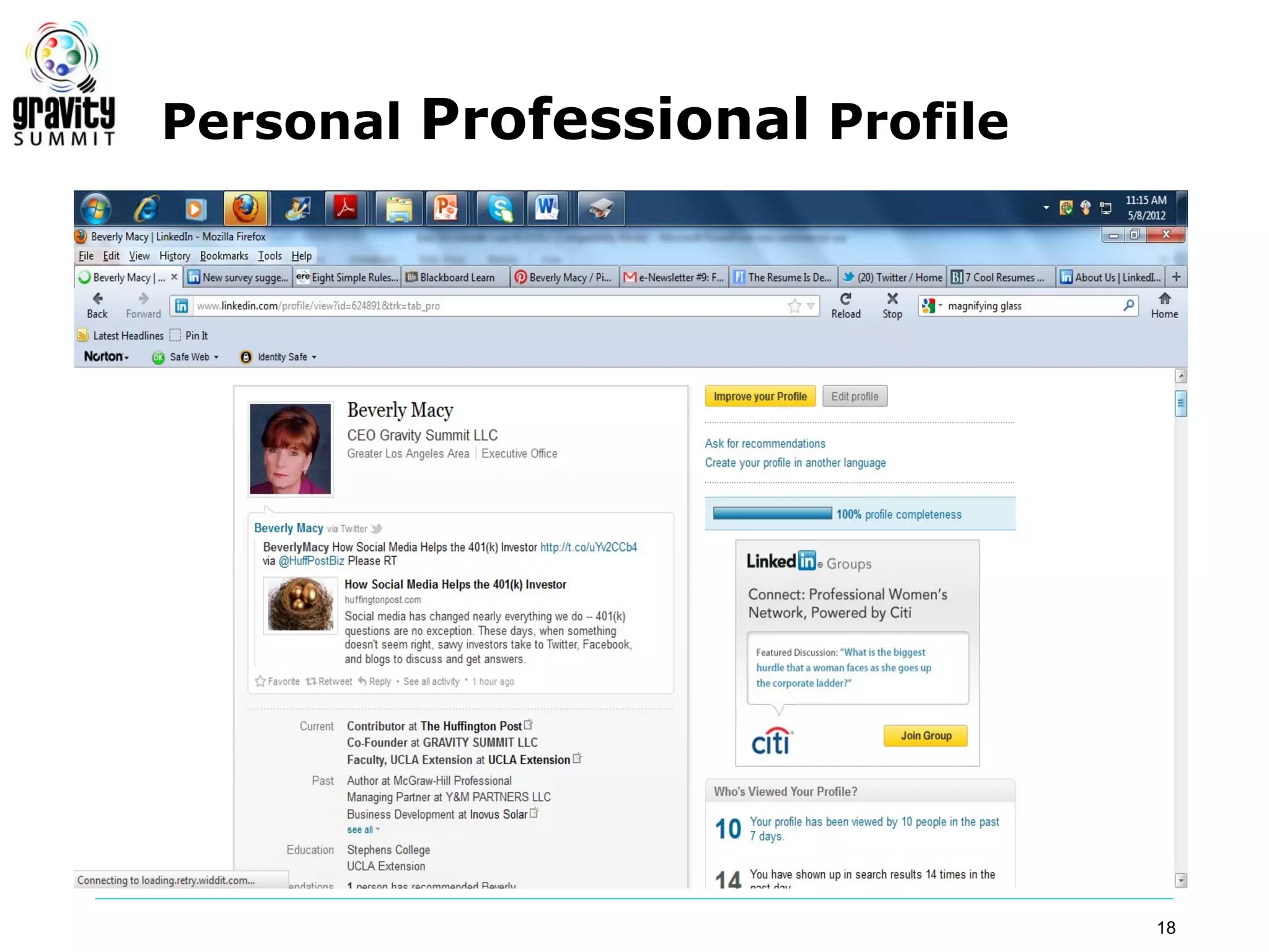 Personal Professional Profile




                                18
 