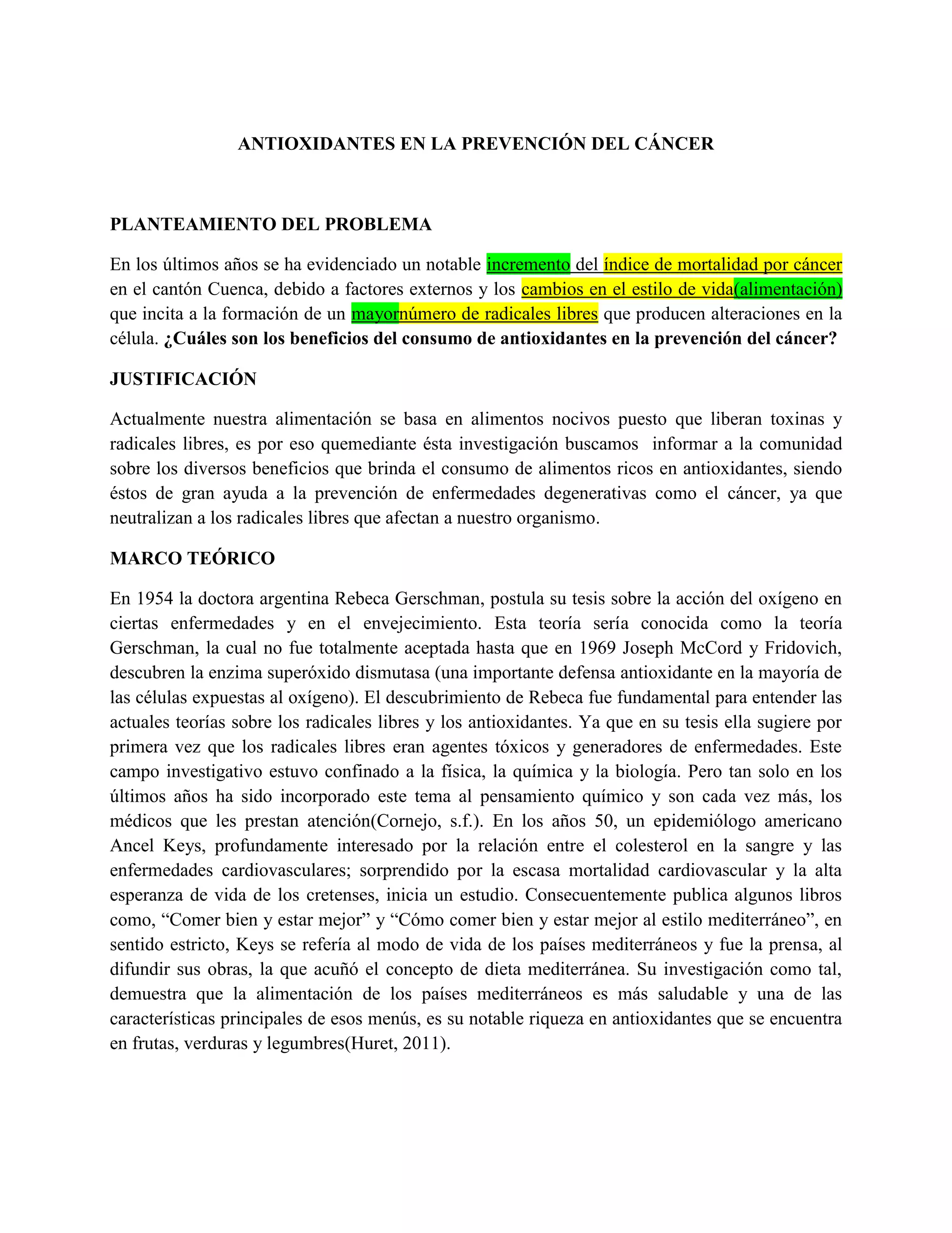 ANTIOXIDANTES EN LA PREVENCION DEL CÁNCER PDF