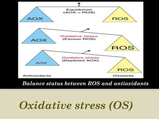 Balance status between ROS and antioxidants



Oxidative stress (OS)
 