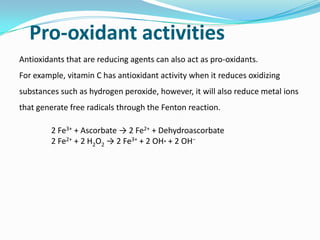  Other mediums include stress, as well as things that people put into their bodies, such as alcoholic beverages, unhealthy foods, and cigarette smokeTypes of antioxidants: Mainly Hydrophilic and HydrophobicAntioxidant enzymes: 1. Catalase2. Glutathione peroxidase3. Glutathione reductase4. Super oxide dismutase (both Cu-Zn and Mn)Metals binding proteins: 1. Ceruloplasmin 2. Ferritin3. Lactoferrin 4. Metallotheinein5. Transferrin 6. Hemoglobin7. Myoglobin