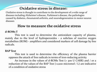 Mechanism of action of antioxidantsAlpha tocopherol (vitamin E):   Prevent the peroxidation of membrane phospholipids, and avoids cell membrane damage through its antioxidant action Ascorbic acid (vitamin C)Scavenges free radicals and reactive oxygen molecules, which are produced during metabolic pathways of detoxificationBeta CaroteneAbility to quench singlet oxygen, scavenge free radicals and protect the cell membrane lipids from the harmful effects of oxidative degradation .