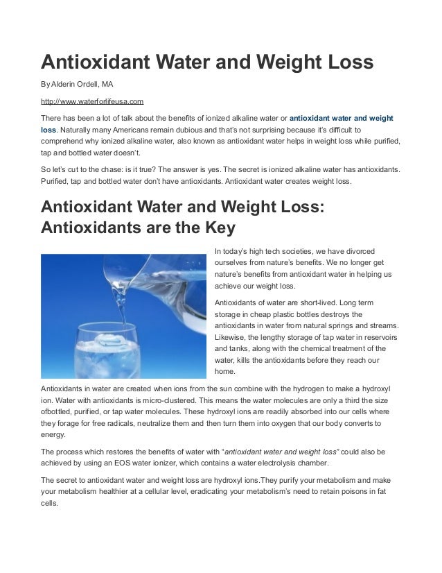 Antioxidant Water and Weight Loss