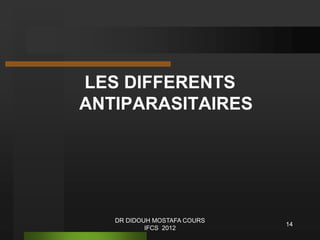 LES DIFFERENTS
ANTIPARASITAIRES
14
DR DIDOUH MOSTAFA COURS
IFCS 2012
 