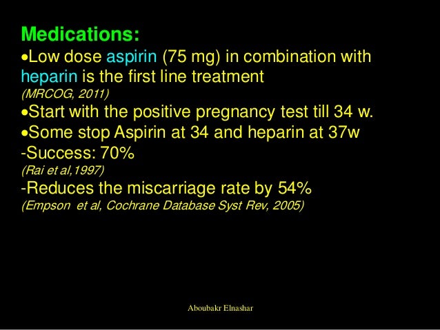 Low dose aspirin during pregnancy