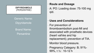 Persantine Injection ANTI PLATELET DRUGS | PPTX