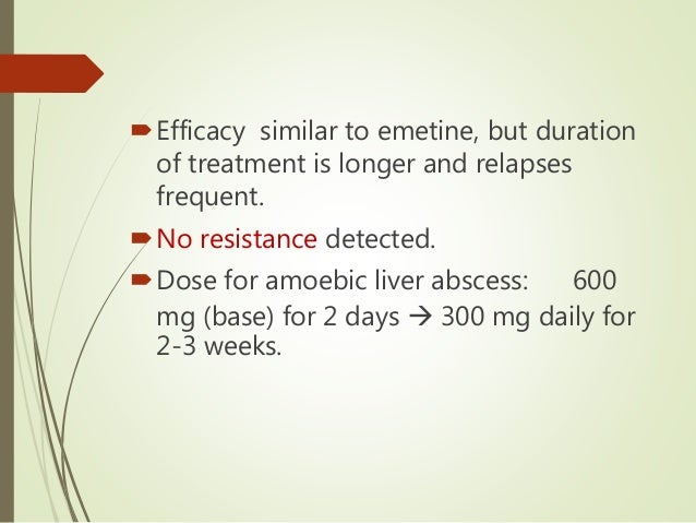 Chloroquine Dose In Amoebic Liver Abscess