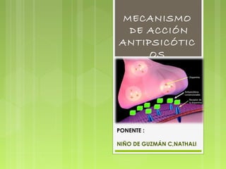 MECANISMO
DE ACCIÓN
ANTIPSICÓTIC
OS
PONENTE :
NIÑO DE GUZMÁN C,NATHALI
 