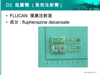 D2 阻斷劑 ( 長效注射劑 )
• FLUCAN 復康注射液
• 成分 : fluphenazine decanoate
 