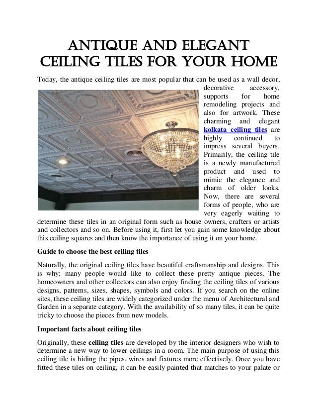 Antique And Elegant Ceiling Tiles For Your Home